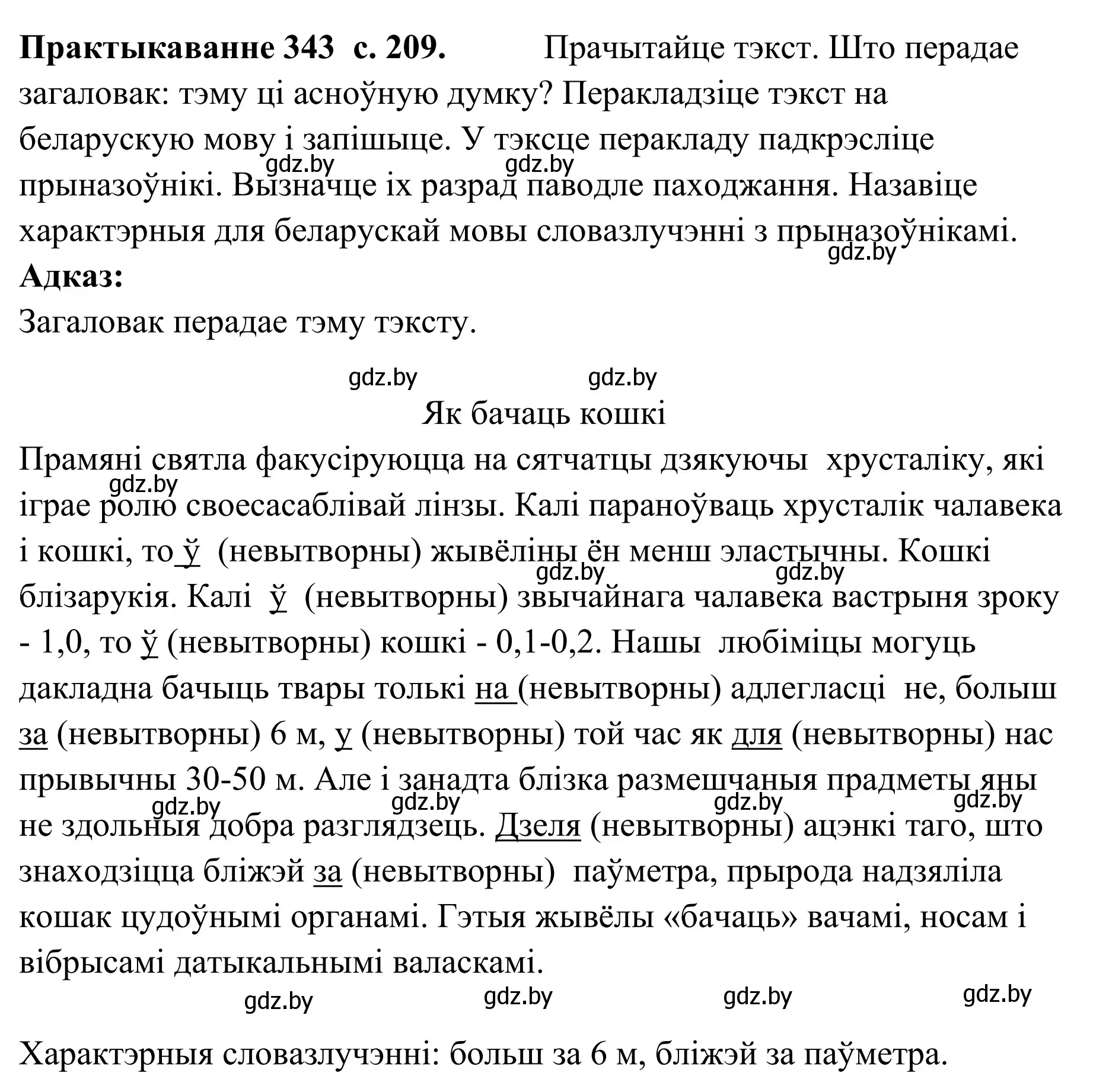 Решение номер 343 (страница 209) гдз по белорусскому языку 10 класс Валочка, Васюкович, учебник