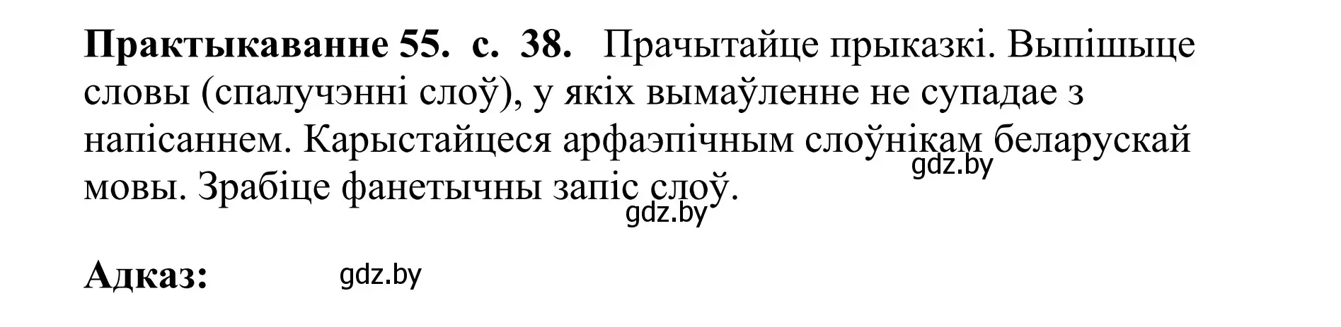 Решение номер 55 (страница 38) гдз по белорусскому языку 10 класс Валочка, Васюкович, учебник