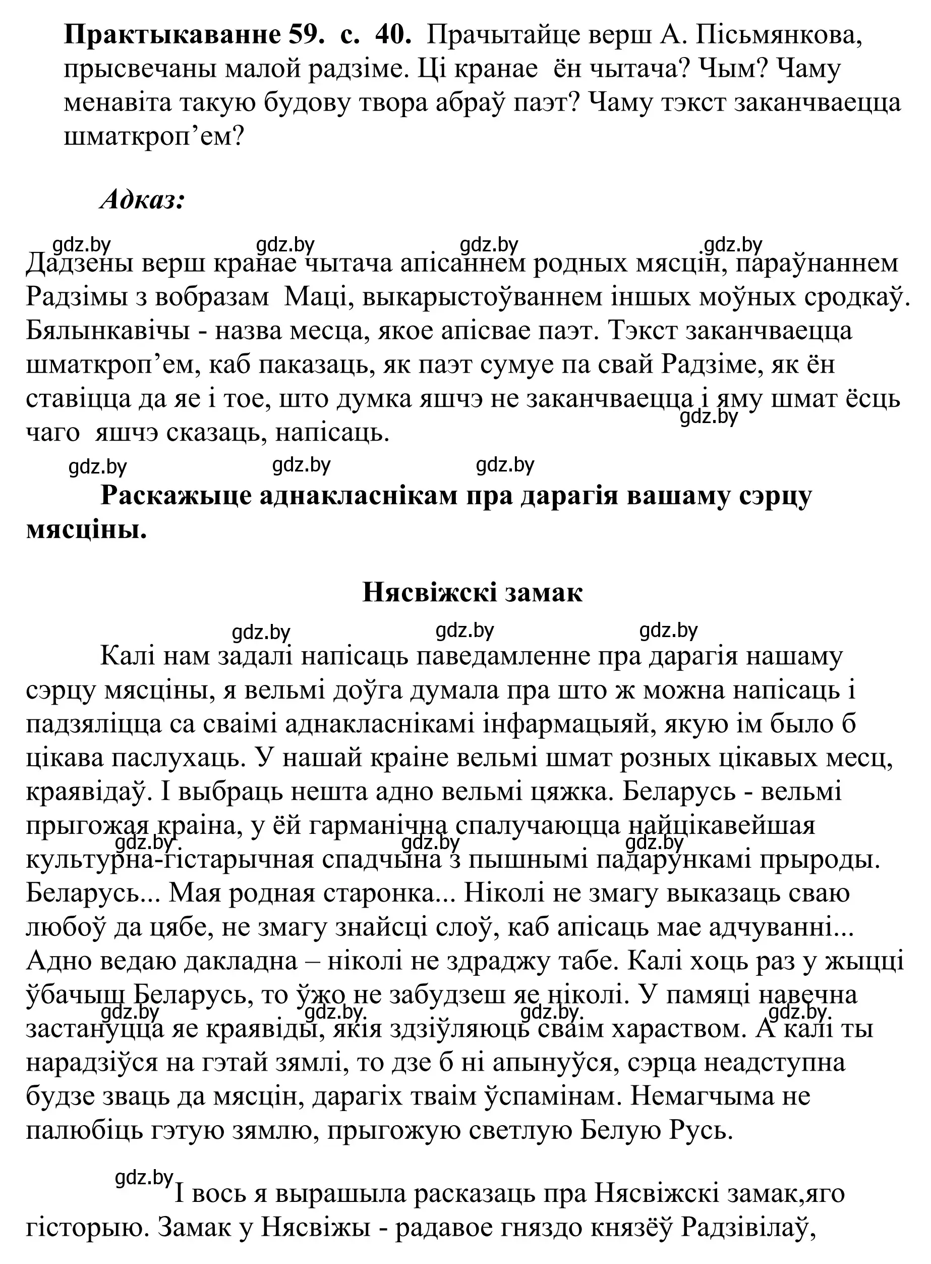 Решение номер 59 (страница 40) гдз по белорусскому языку 10 класс Валочка, Васюкович, учебник