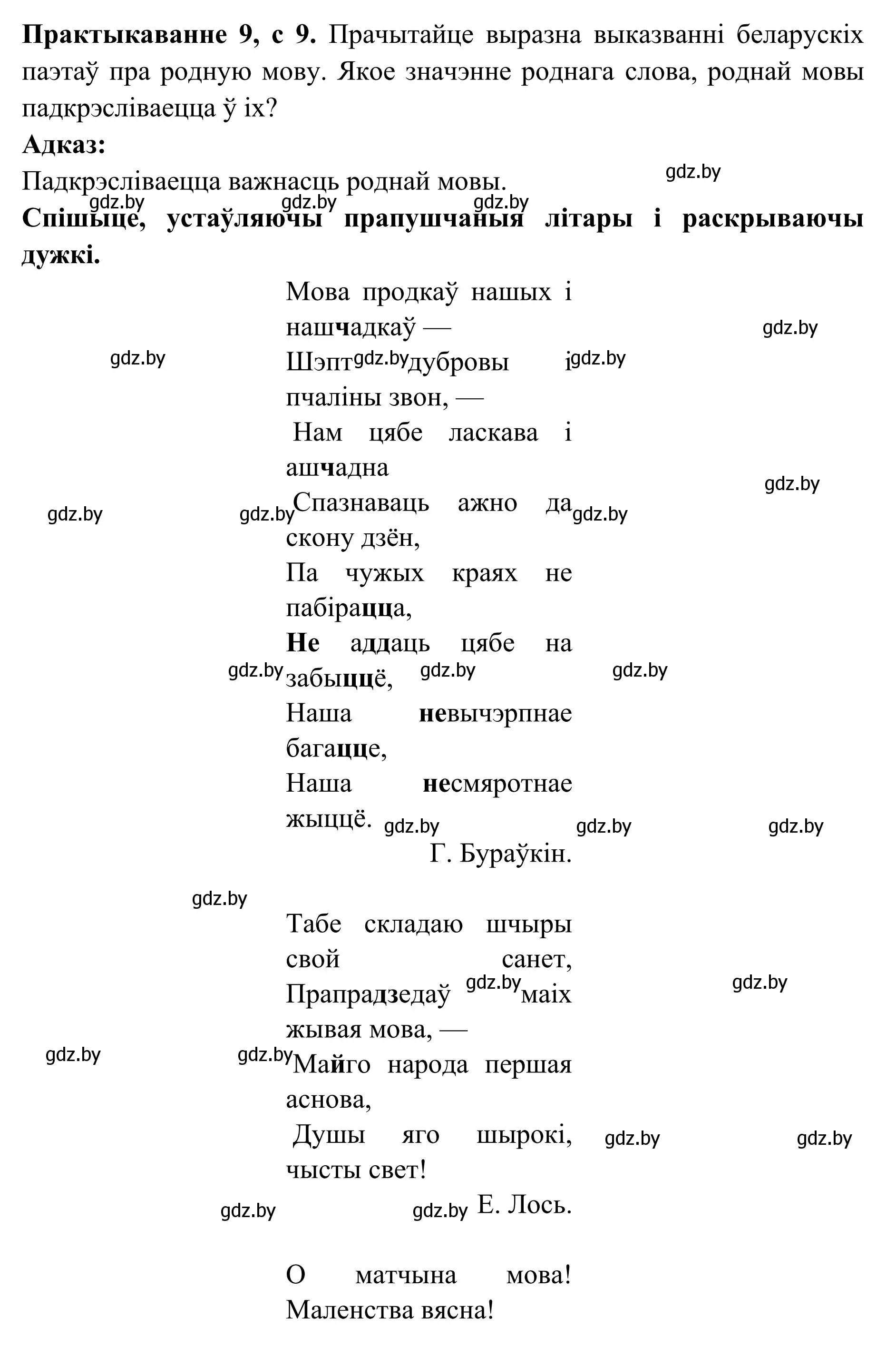 Решение номер 9 (страница 9) гдз по белорусскому языку 10 класс Валочка, Васюкович, учебник