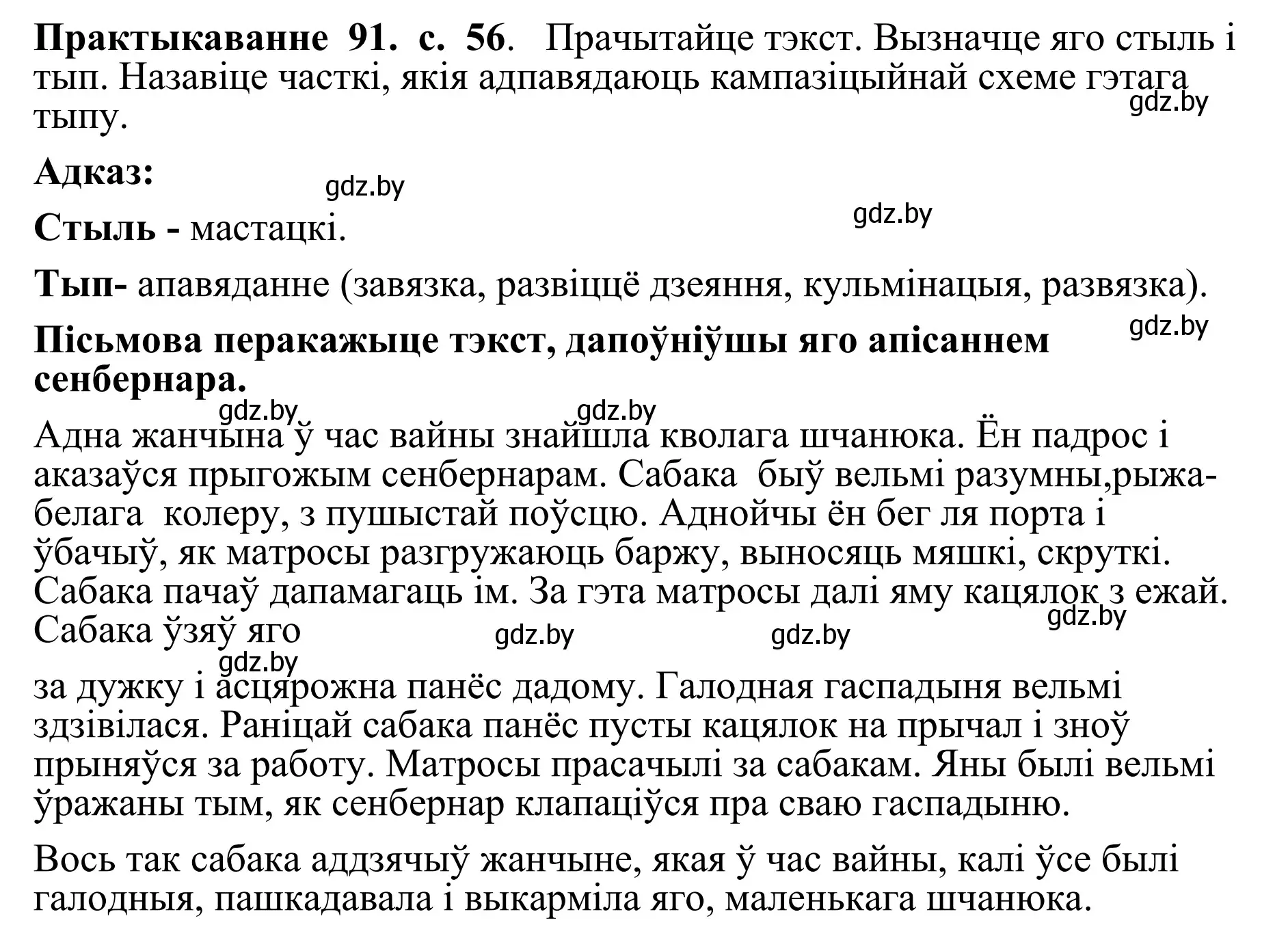 Решение номер 91 (страница 56) гдз по белорусскому языку 10 класс Валочка, Васюкович, учебник