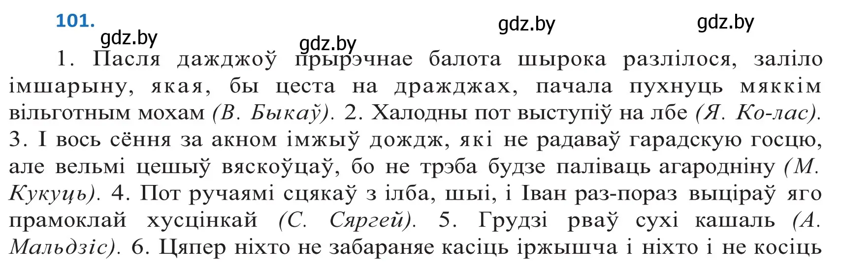 Решение 2. номер 101 (страница 61) гдз по белорусскому языку 10 класс Валочка, Васюкович, учебник