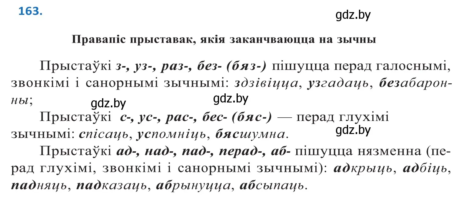 Решение 2. номер 163 (страница 96) гдз по белорусскому языку 10 класс Валочка, Васюкович, учебник