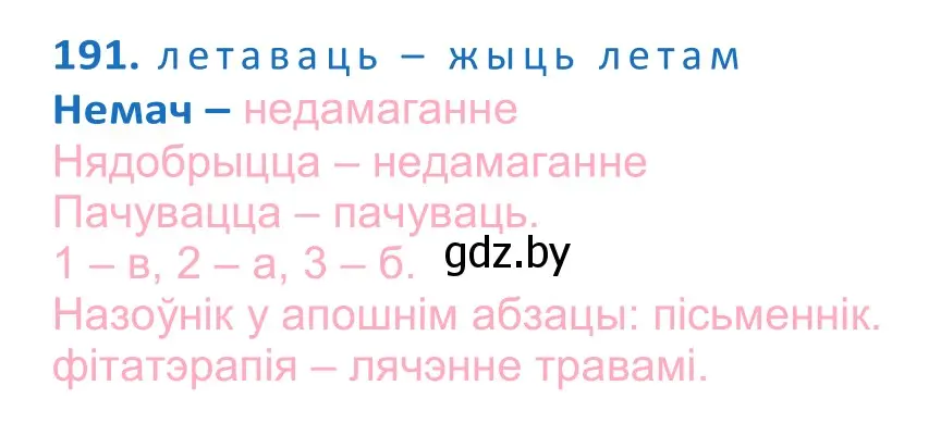 Решение 2. номер 191 (страница 112) гдз по белорусскому языку 10 класс Валочка, Васюкович, учебник