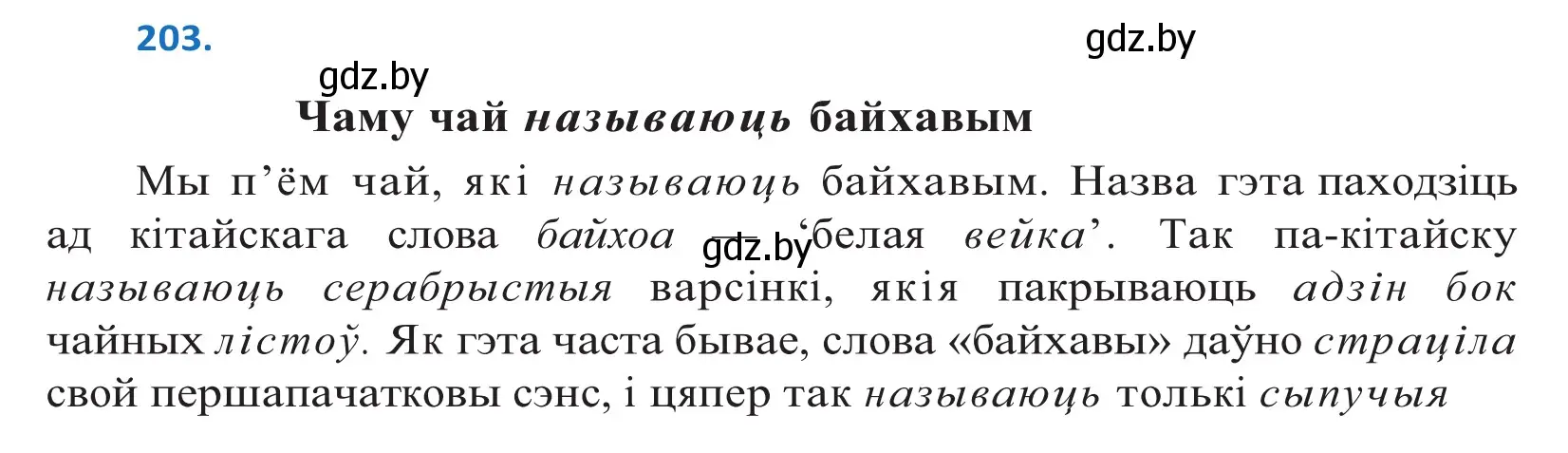 Решение 2. номер 203 (страница 117) гдз по белорусскому языку 10 класс Валочка, Васюкович, учебник