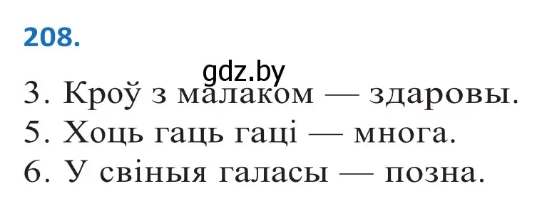 Решение 2. номер 208 (страница 119) гдз по белорусскому языку 10 класс Валочка, Васюкович, учебник