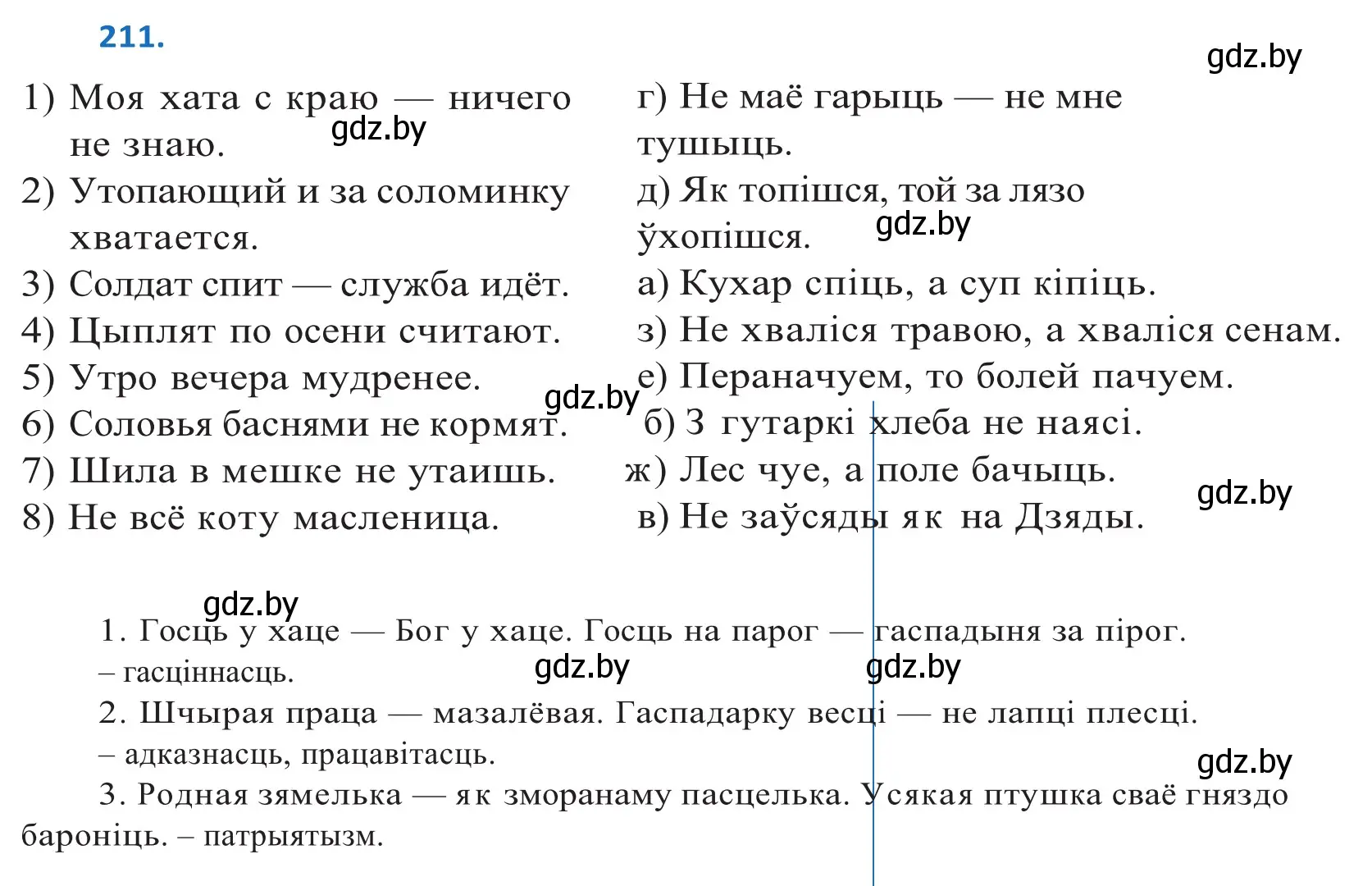 Решение 2. номер 211 (страница 121) гдз по белорусскому языку 10 класс Валочка, Васюкович, учебник