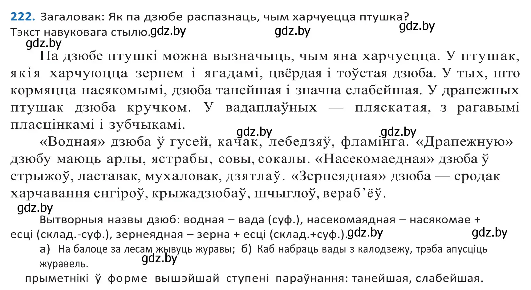 Решение 2. номер 222 (страница 133) гдз по белорусскому языку 10 класс Валочка, Васюкович, учебник