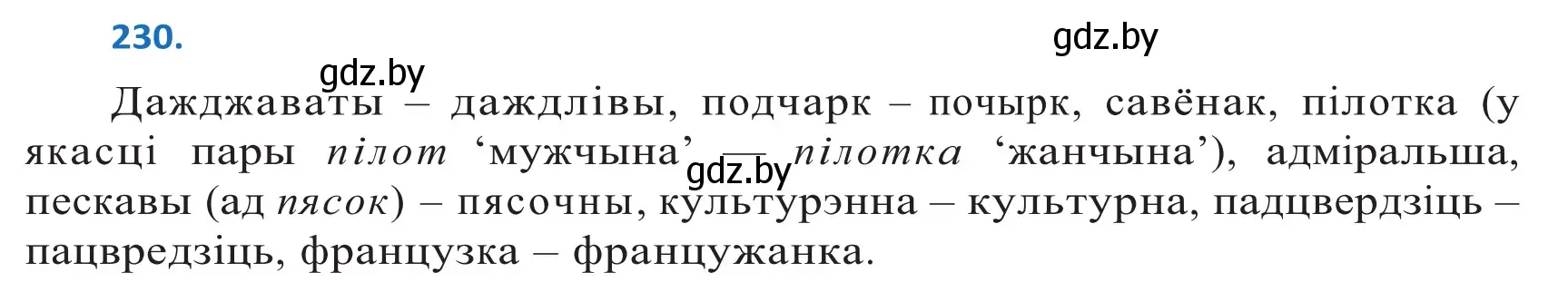 Решение 2. номер 230 (страница 138) гдз по белорусскому языку 10 класс Валочка, Васюкович, учебник