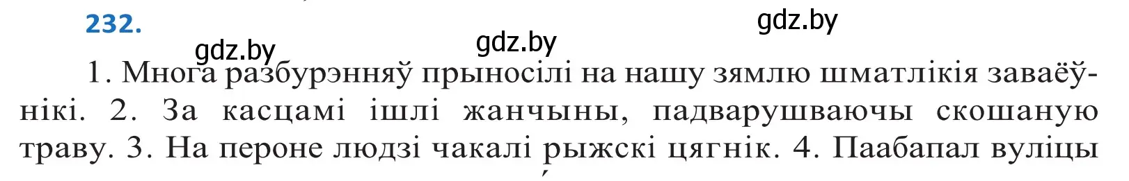 Решение 2. номер 232 (страница 139) гдз по белорусскому языку 10 класс Валочка, Васюкович, учебник