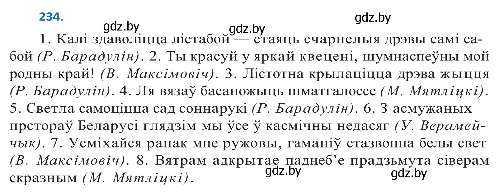 Решение 2. номер 234 (страница 140) гдз по белорусскому языку 10 класс Валочка, Васюкович, учебник