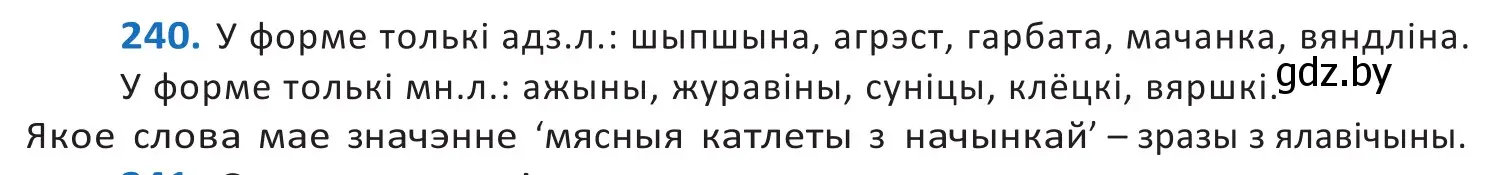 Решение 2. номер 240 (страница 146) гдз по белорусскому языку 10 класс Валочка, Васюкович, учебник