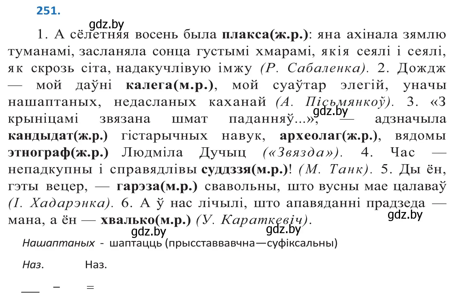 Решение 2. номер 251 (страница 153) гдз по белорусскому языку 10 класс Валочка, Васюкович, учебник