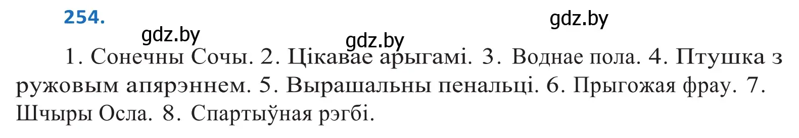 Решение 2. номер 254 (страница 156) гдз по белорусскому языку 10 класс Валочка, Васюкович, учебник