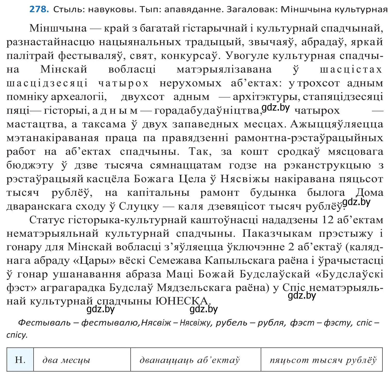 Решение 2. номер 278 (страница 170) гдз по белорусскому языку 10 класс Валочка, Васюкович, учебник