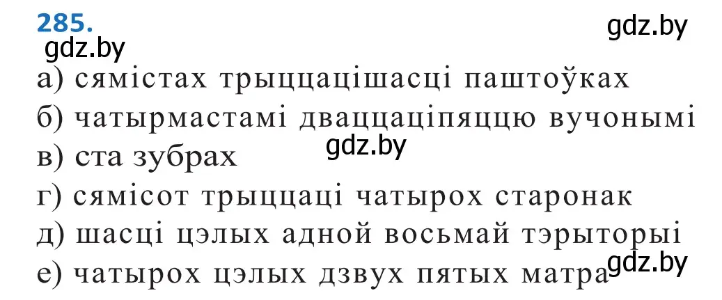 Решение 2. номер 285 (страница 175) гдз по белорусскому языку 10 класс Валочка, Васюкович, учебник