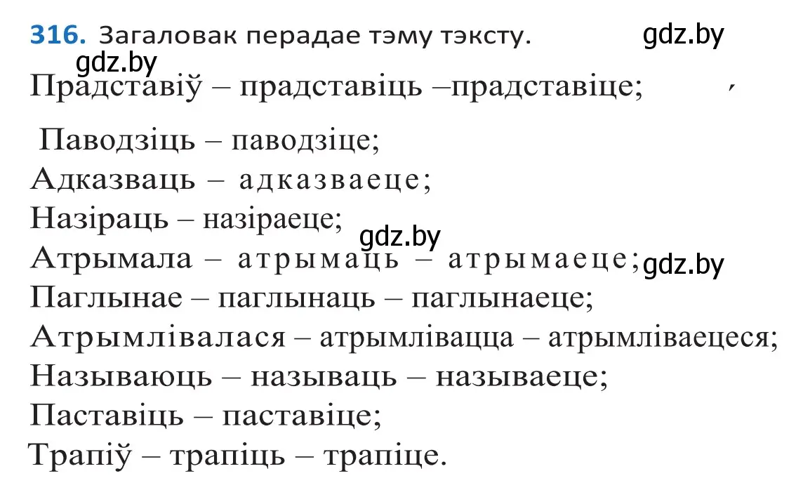 Решение 2. номер 316 (страница 192) гдз по белорусскому языку 10 класс Валочка, Васюкович, учебник