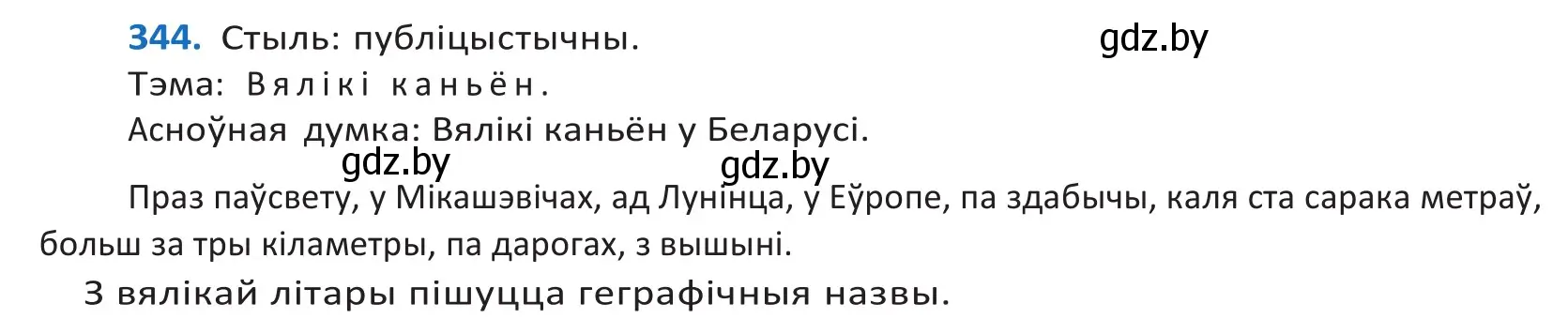 Решение 2. номер 344 (страница 210) гдз по белорусскому языку 10 класс Валочка, Васюкович, учебник