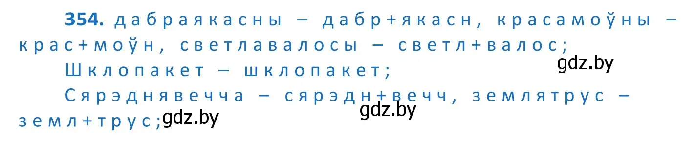 Решение 2. номер 354 (страница 218) гдз по белорусскому языку 10 класс Валочка, Васюкович, учебник