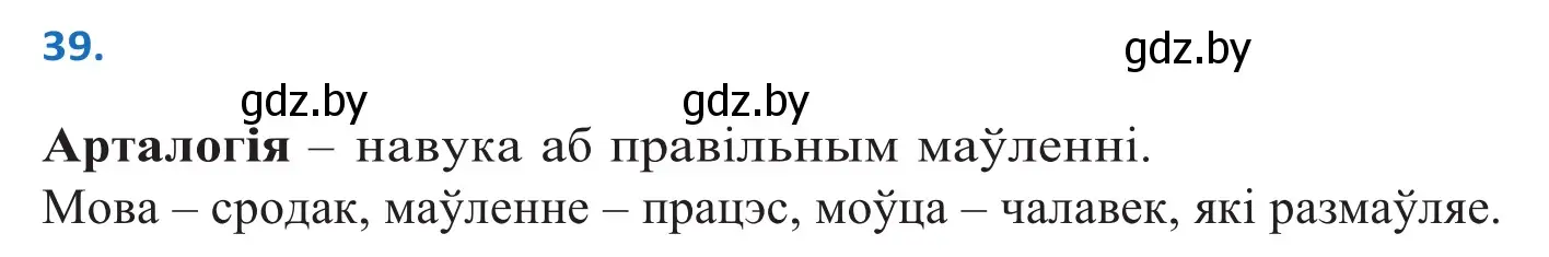 Решение 2. номер 39 (страница 28) гдз по белорусскому языку 10 класс Валочка, Васюкович, учебник