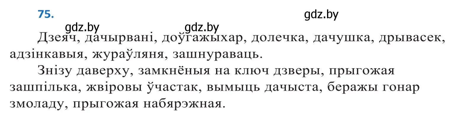 Решение 2. номер 75 (страница 48) гдз по белорусскому языку 10 класс Валочка, Васюкович, учебник