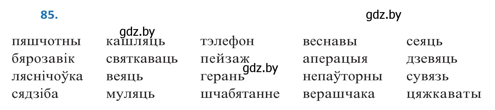 Решение 2. номер 85 (страница 54) гдз по белорусскому языку 10 класс Валочка, Васюкович, учебник