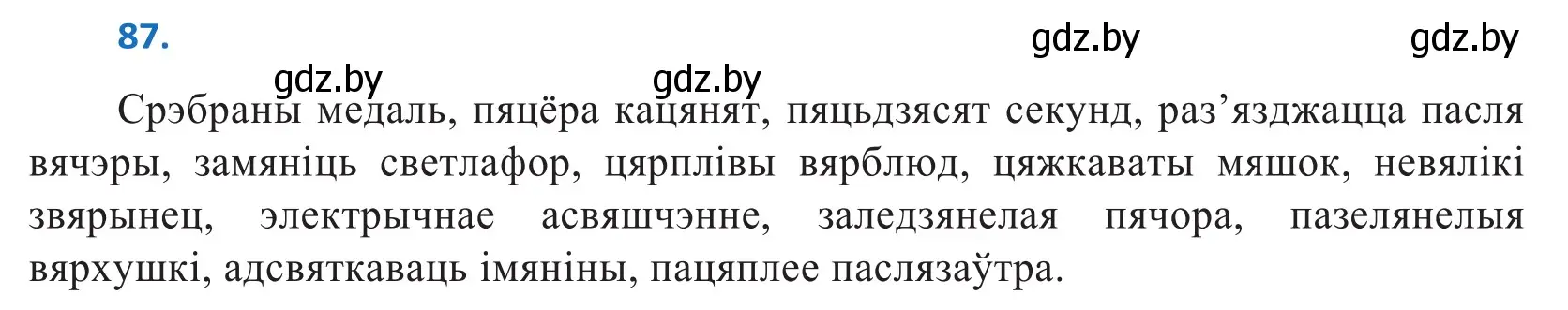 Решение 2. номер 87 (страница 55) гдз по белорусскому языку 10 класс Валочка, Васюкович, учебник