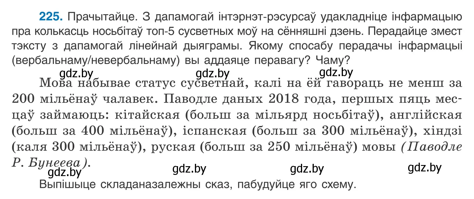 Условие номер 225 (страница 153) гдз по белорусскому языку 11 класс Валочка, Васюкович, учебник