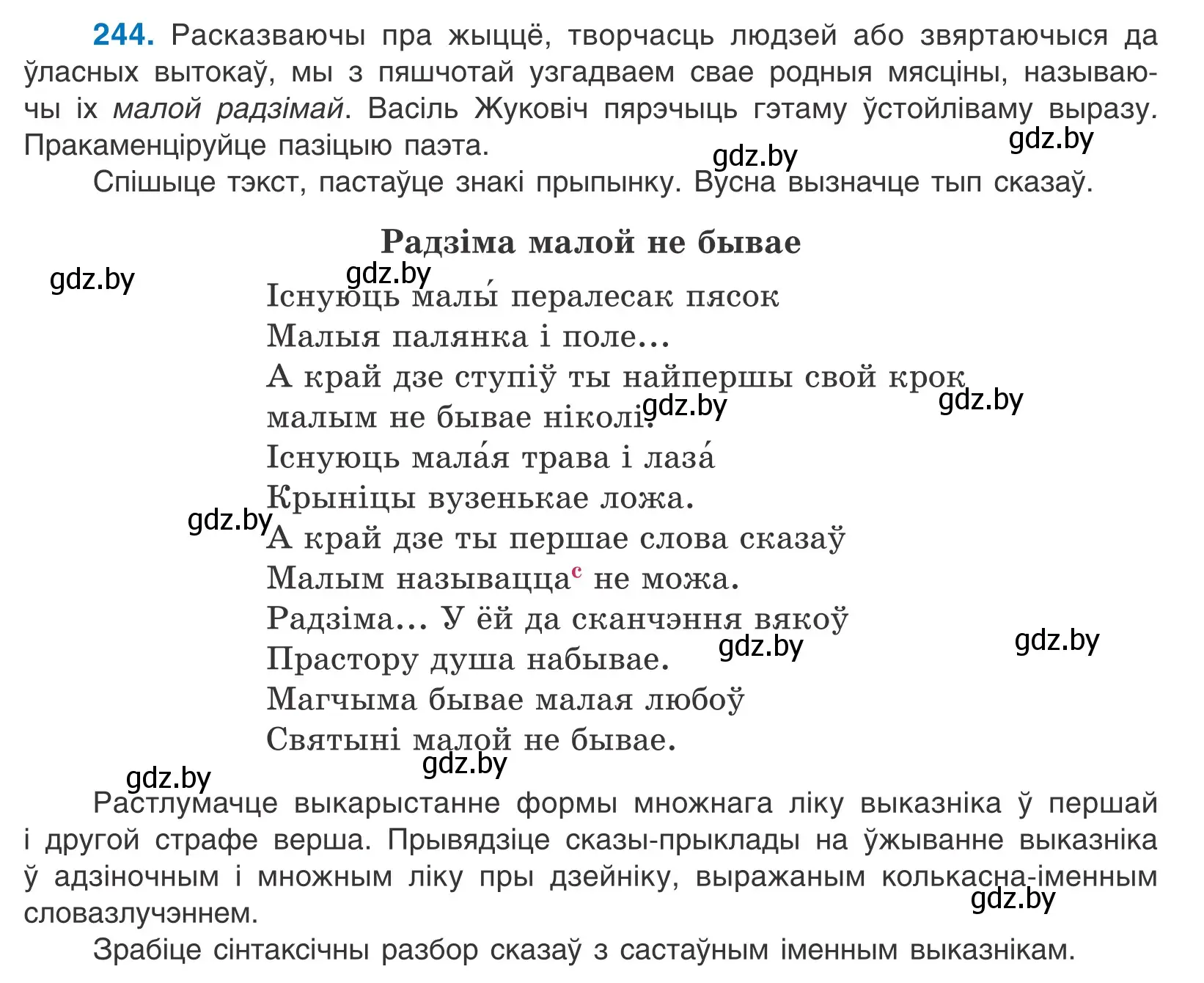 Условие номер 244 (страница 166) гдз по белорусскому языку 11 класс Валочка, Васюкович, учебник