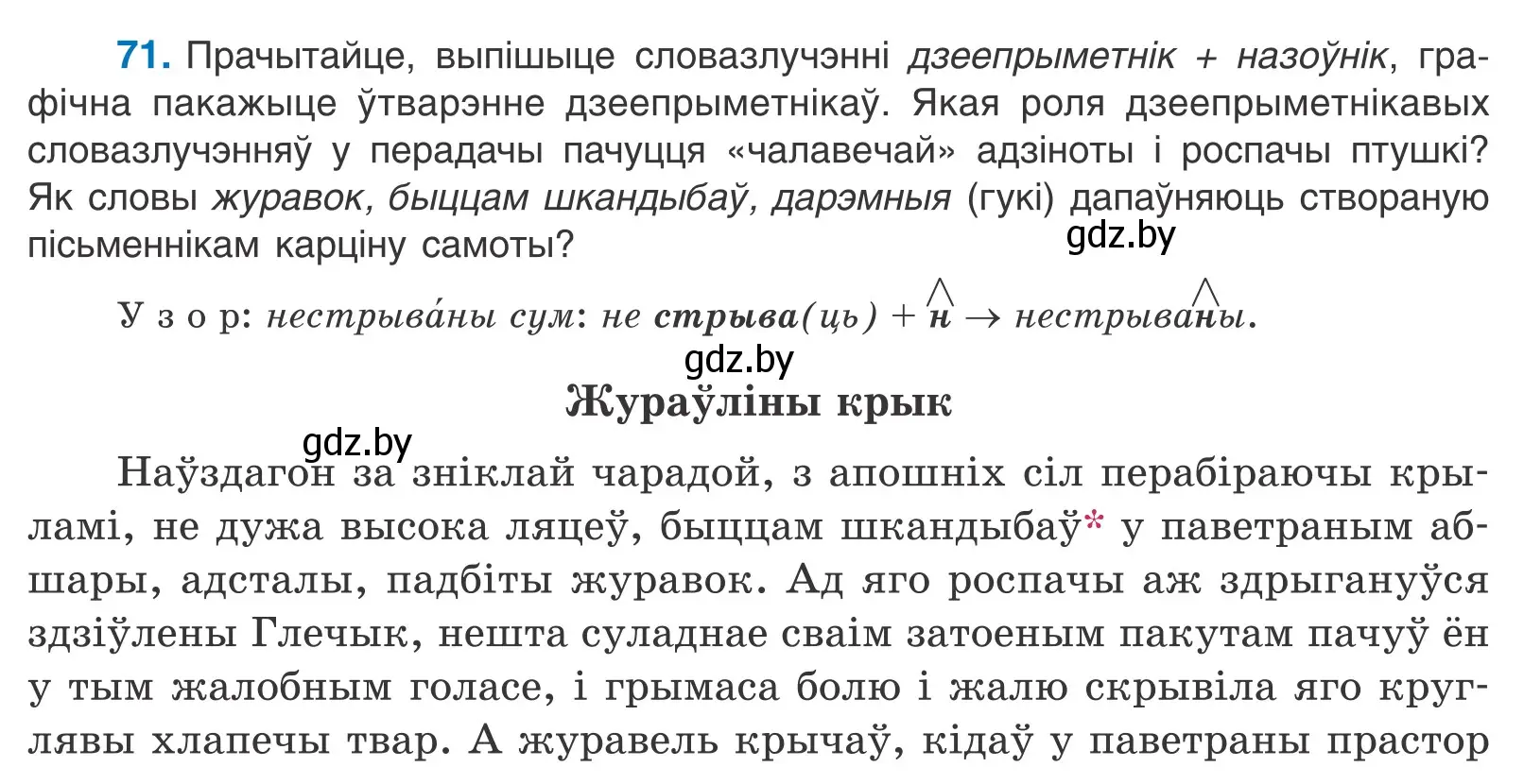 Условие номер 71 (страница 53) гдз по белорусскому языку 11 класс Валочка, Васюкович, учебник