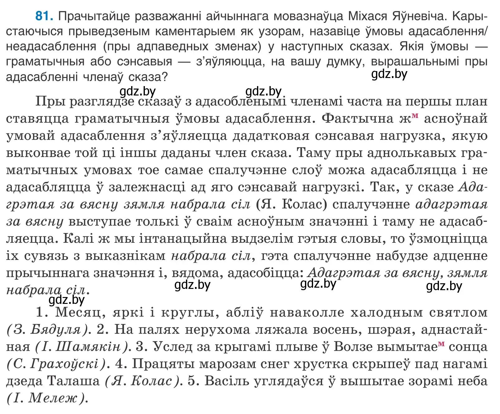 Условие номер 81 (страница 61) гдз по белорусскому языку 11 класс Валочка, Васюкович, учебник