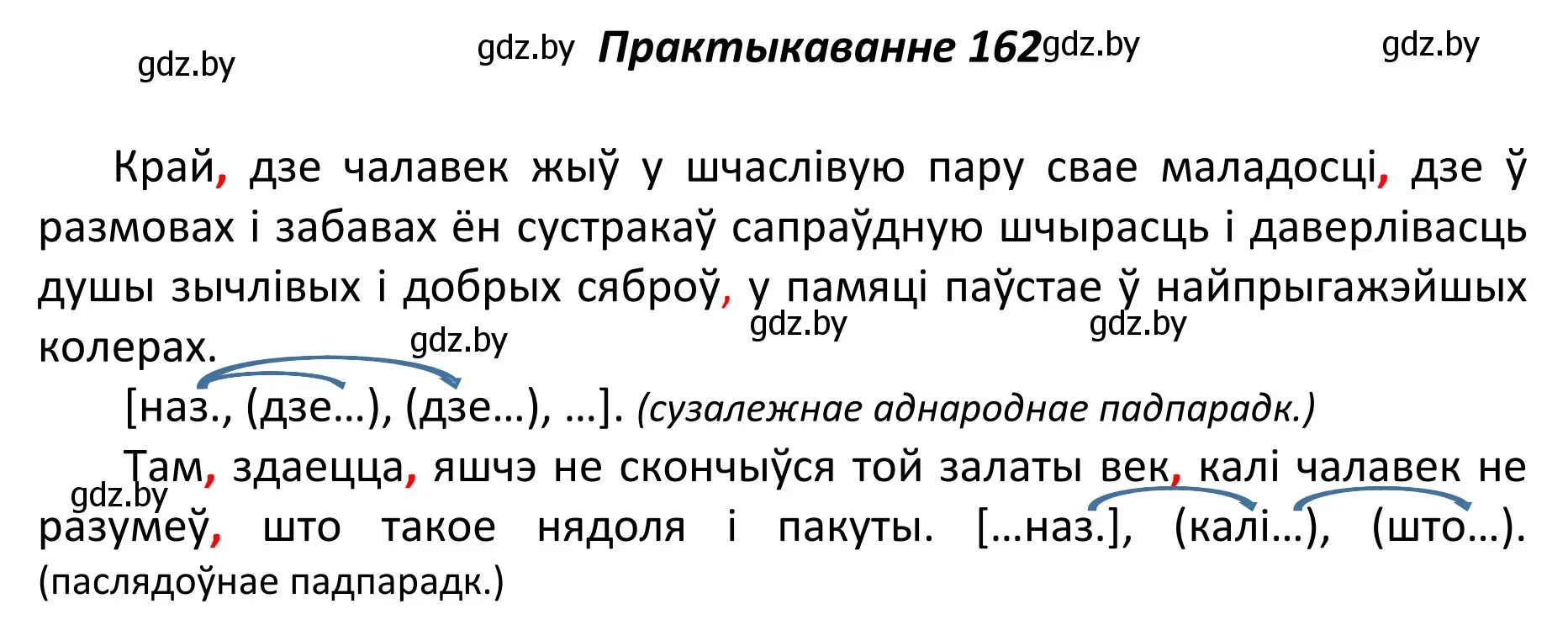 Решение номер 162 (страница 113) гдз по белорусскому языку 11 класс Валочка, Васюкович, учебник