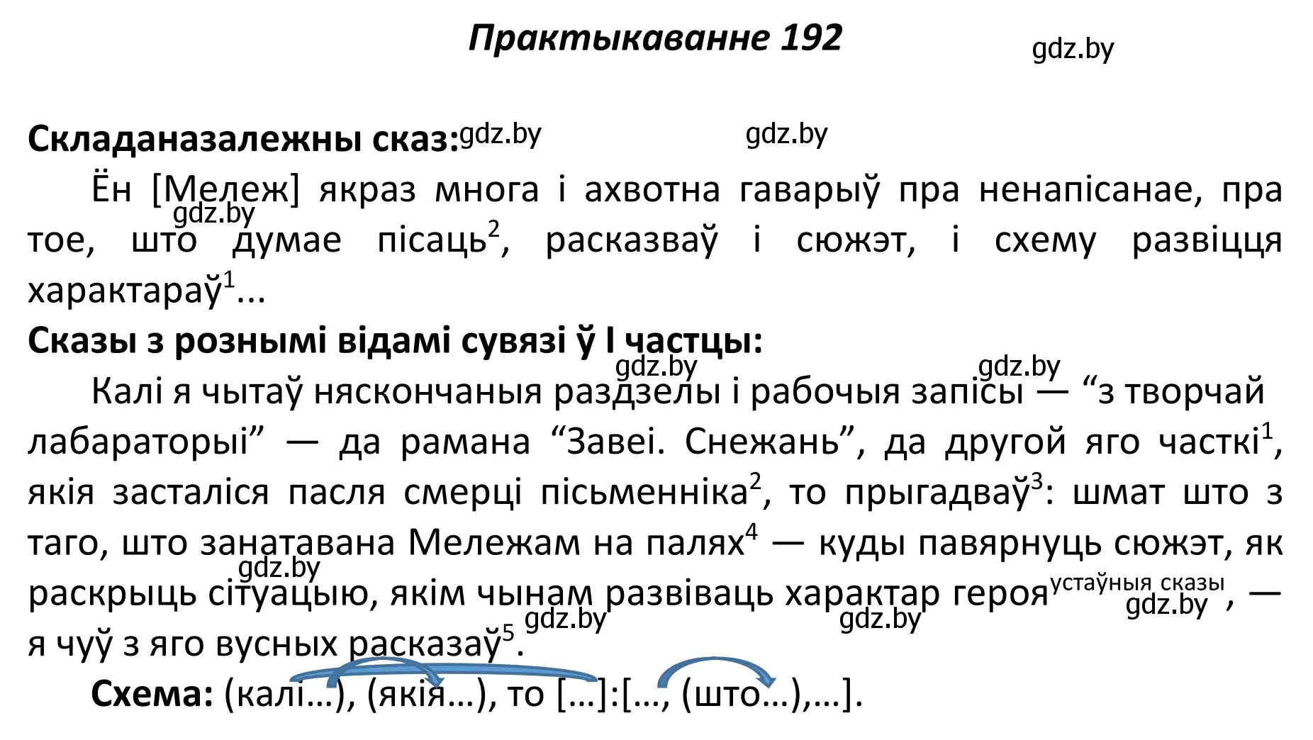 Решение номер 192 (страница 131) гдз по белорусскому языку 11 класс Валочка, Васюкович, учебник