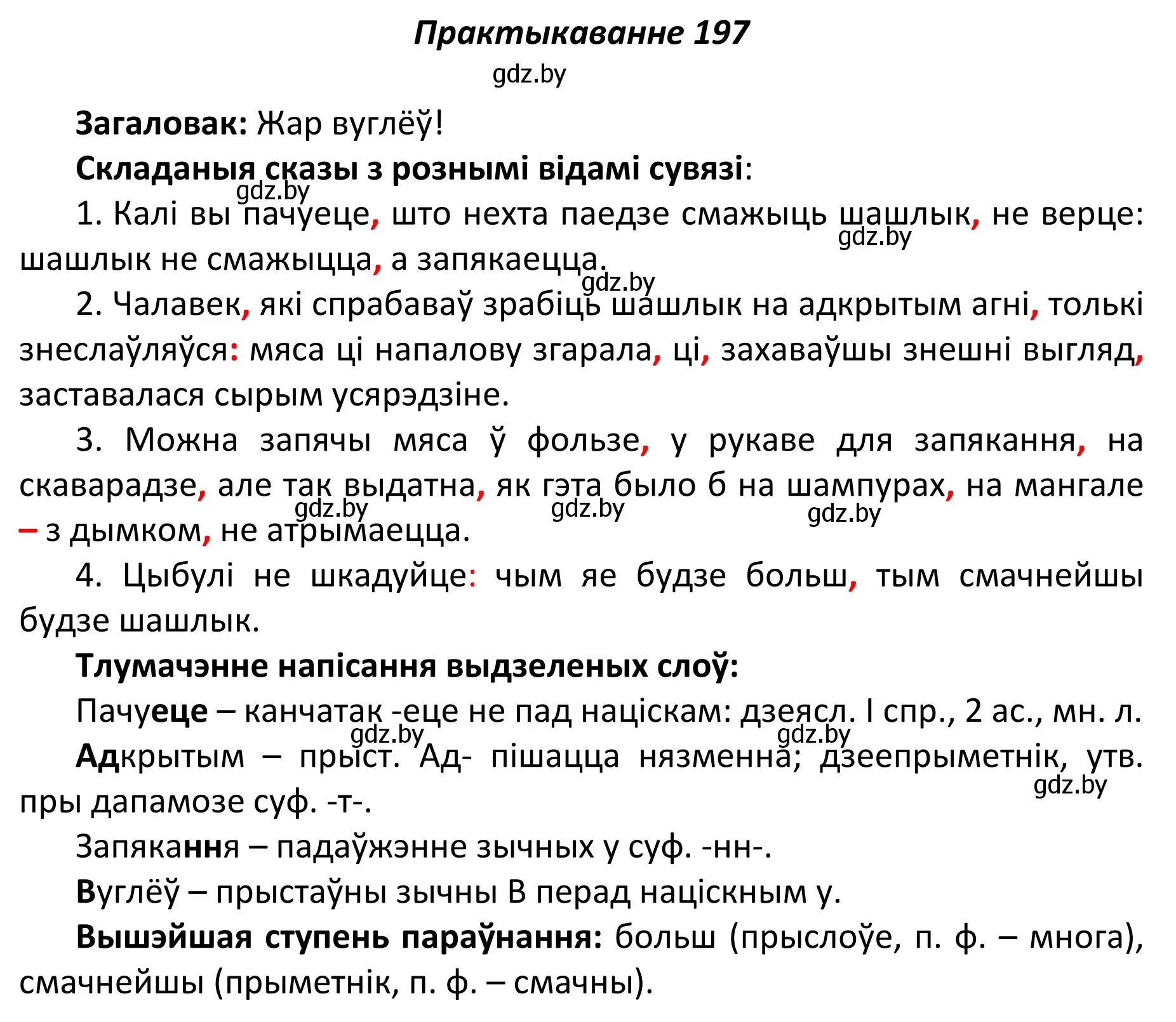 Решение номер 197 (страница 134) гдз по белорусскому языку 11 класс Валочка, Васюкович, учебник