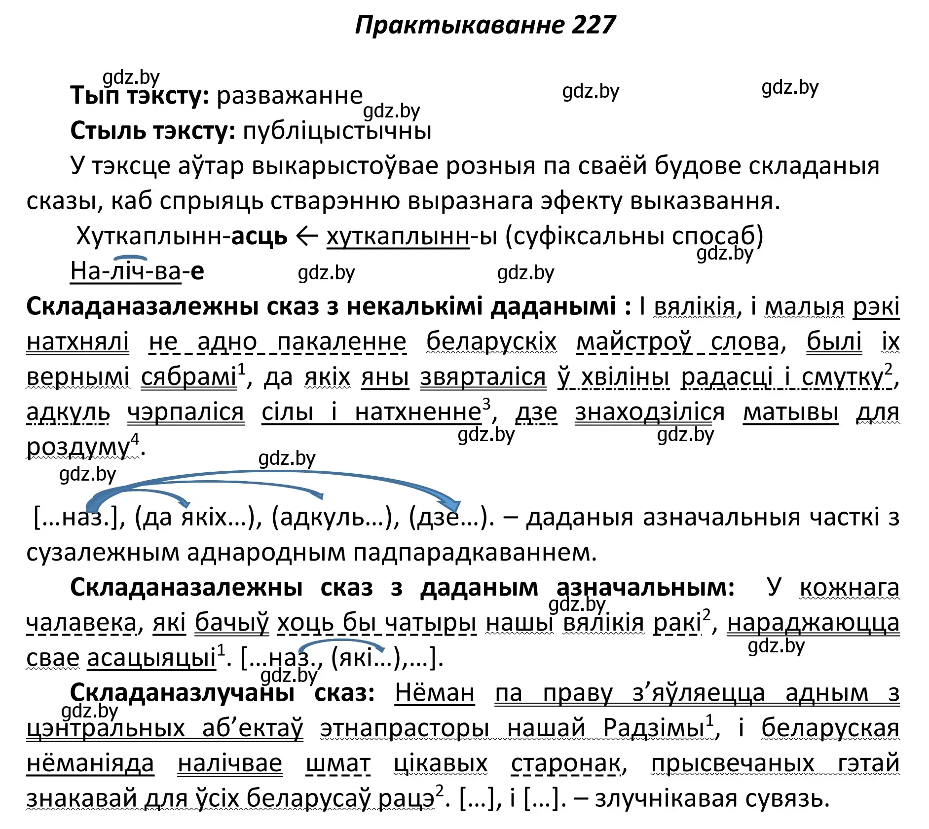 Решение номер 227 (страница 155) гдз по белорусскому языку 11 класс Валочка, Васюкович, учебник