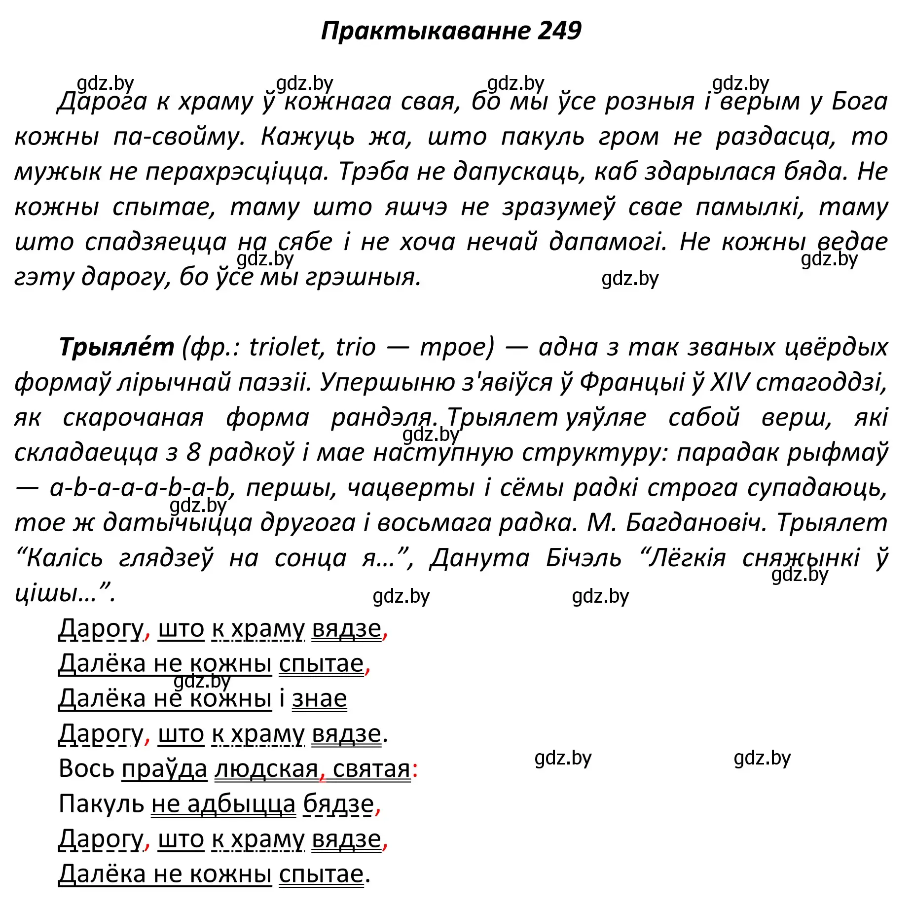 Решение номер 249 (страница 169) гдз по белорусскому языку 11 класс Валочка, Васюкович, учебник