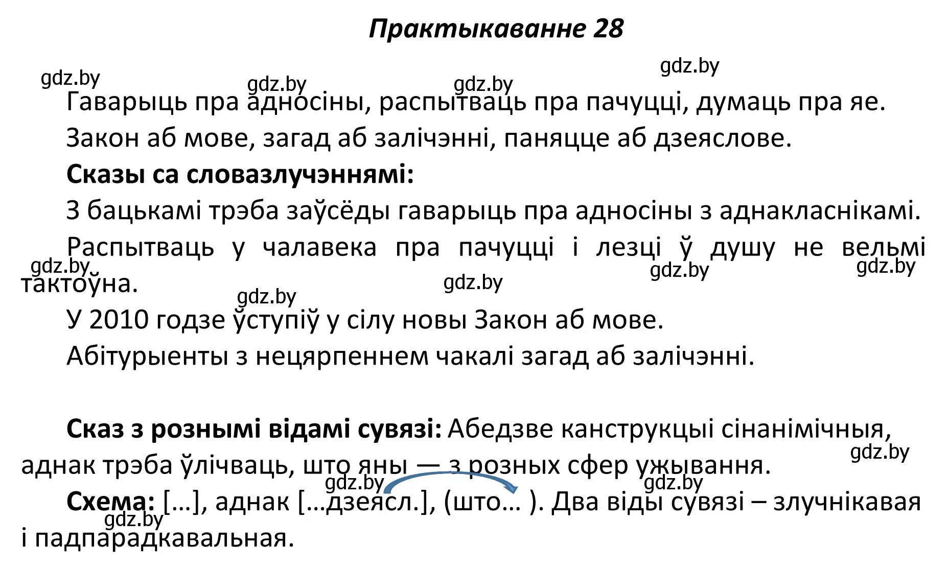 Решение номер 28 (страница 22) гдз по белорусскому языку 11 класс Валочка, Васюкович, учебник