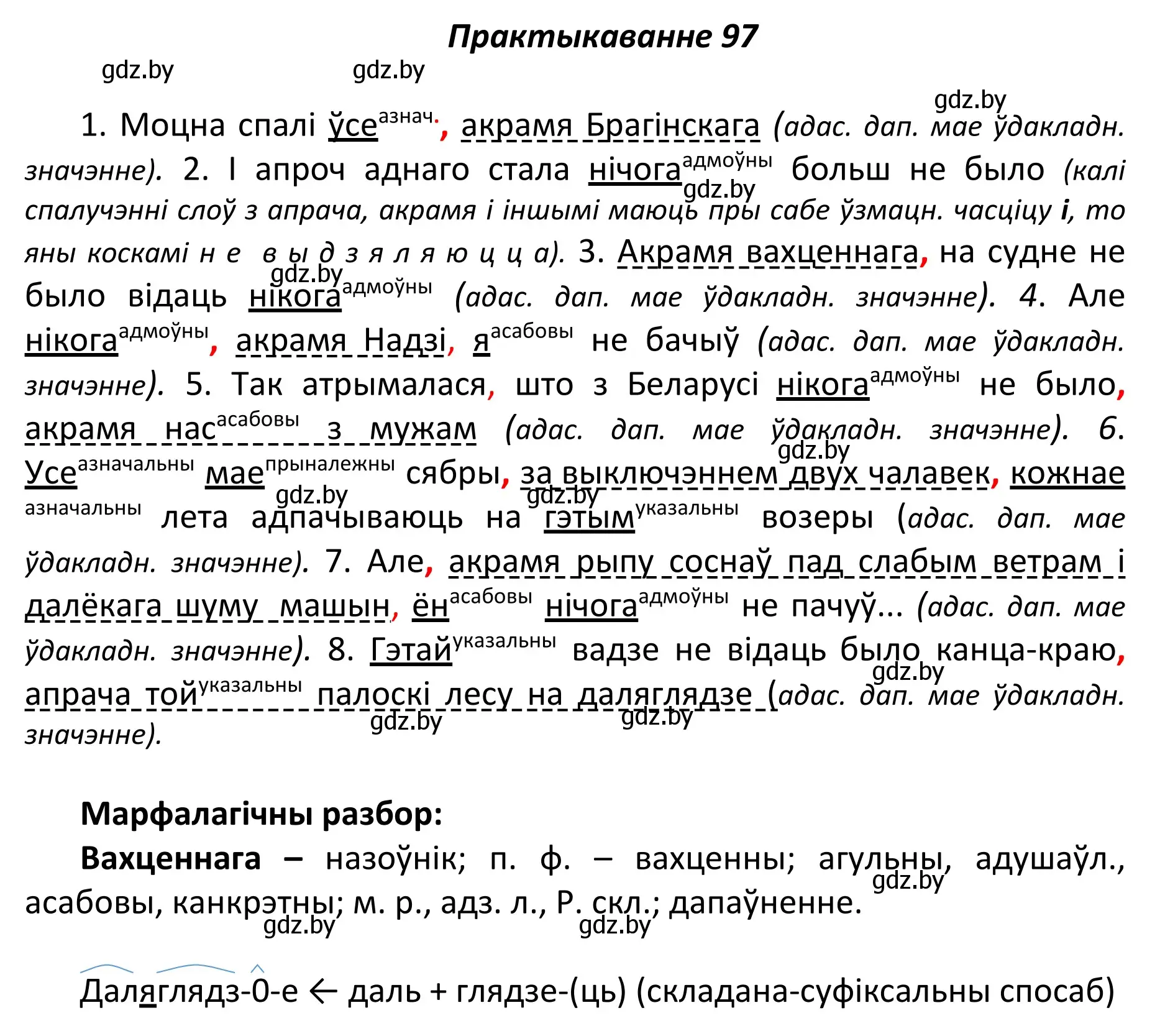 Решение номер 97 (страница 71) гдз по белорусскому языку 11 класс Валочка, Васюкович, учебник