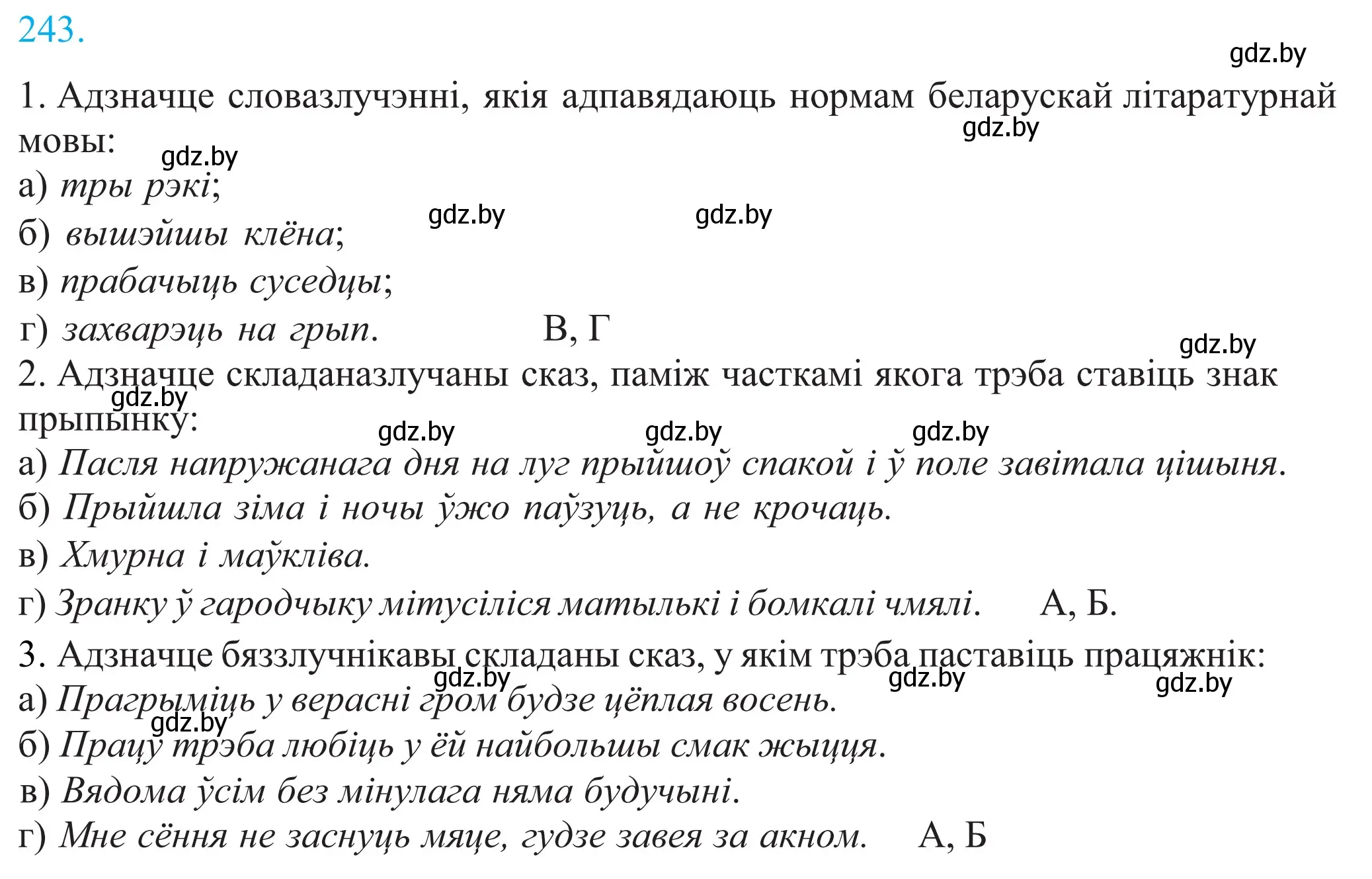 Решение 2. номер 243 (страница 165) гдз по белорусскому языку 11 класс Валочка, Васюкович, учебник