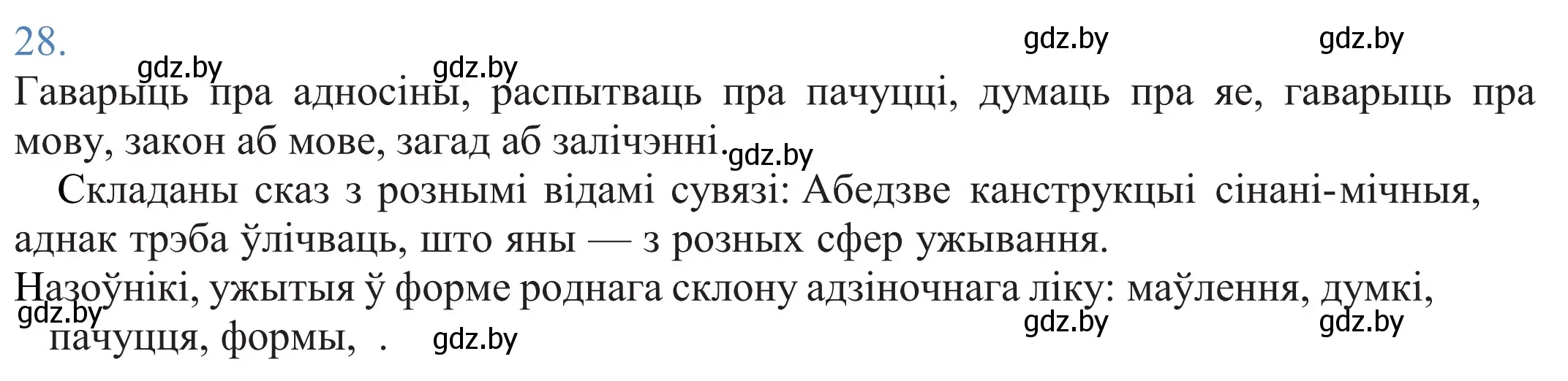 Решение 2. номер 28 (страница 22) гдз по белорусскому языку 11 класс Валочка, Васюкович, учебник