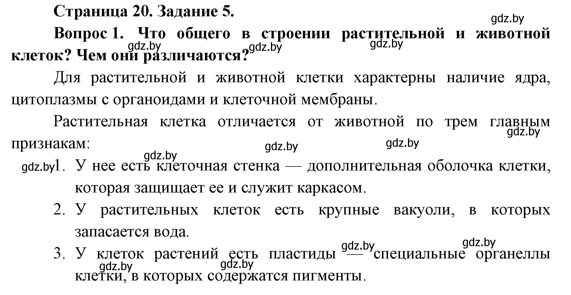 Решение номер 5 (страница 20) гдз по биологии 6 класс Лисов, Борщевская, рабочая тетрадь