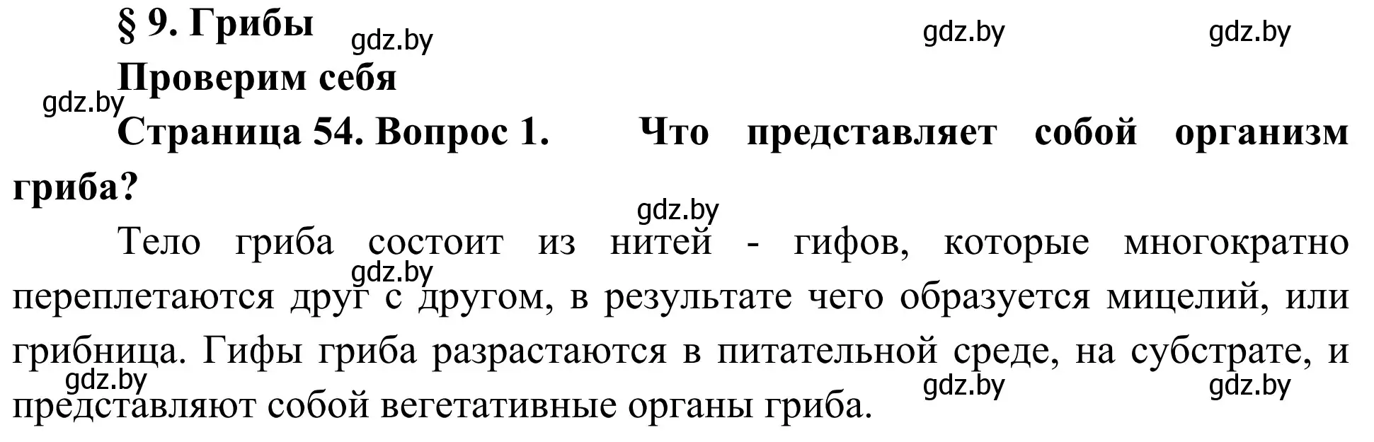 Решение номер 1 (страница 54) гдз по биологии 6 класс Лисов, учебник