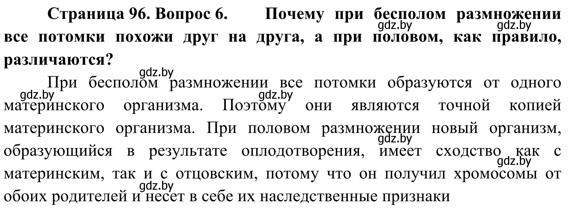 Решение номер 6 (страница 96) гдз по биологии 6 класс Лисов, учебник