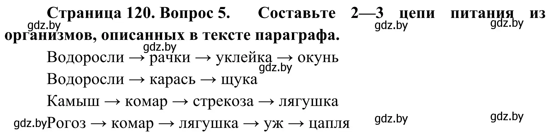 Решение номер 5 (страница 120) гдз по биологии 6 класс Лисов, учебник