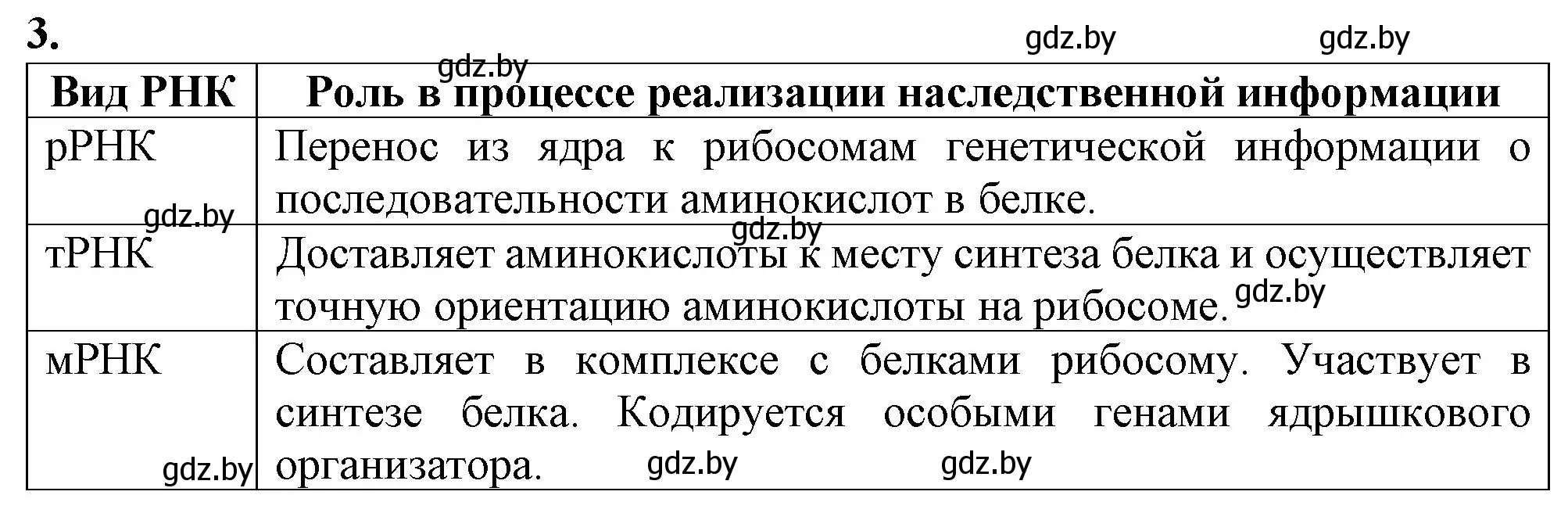 Решение номер 3 (страница 18) гдз по биологии 11 класс Дашков, Головач, рабочая тетрадь