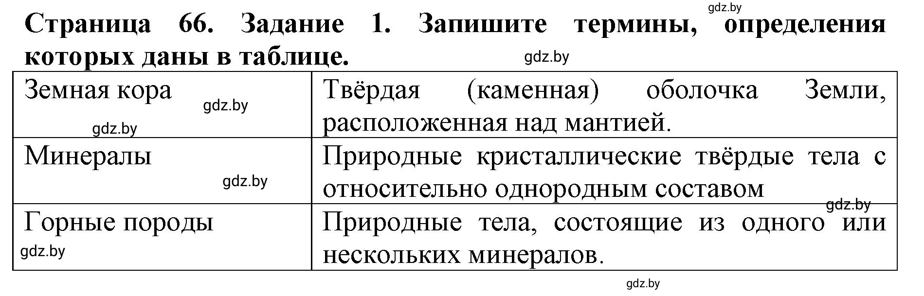 Решение номер 1 (страница 66) гдз по человек и миру 5 класс Лопух, Шкель, рабочая тетрадь