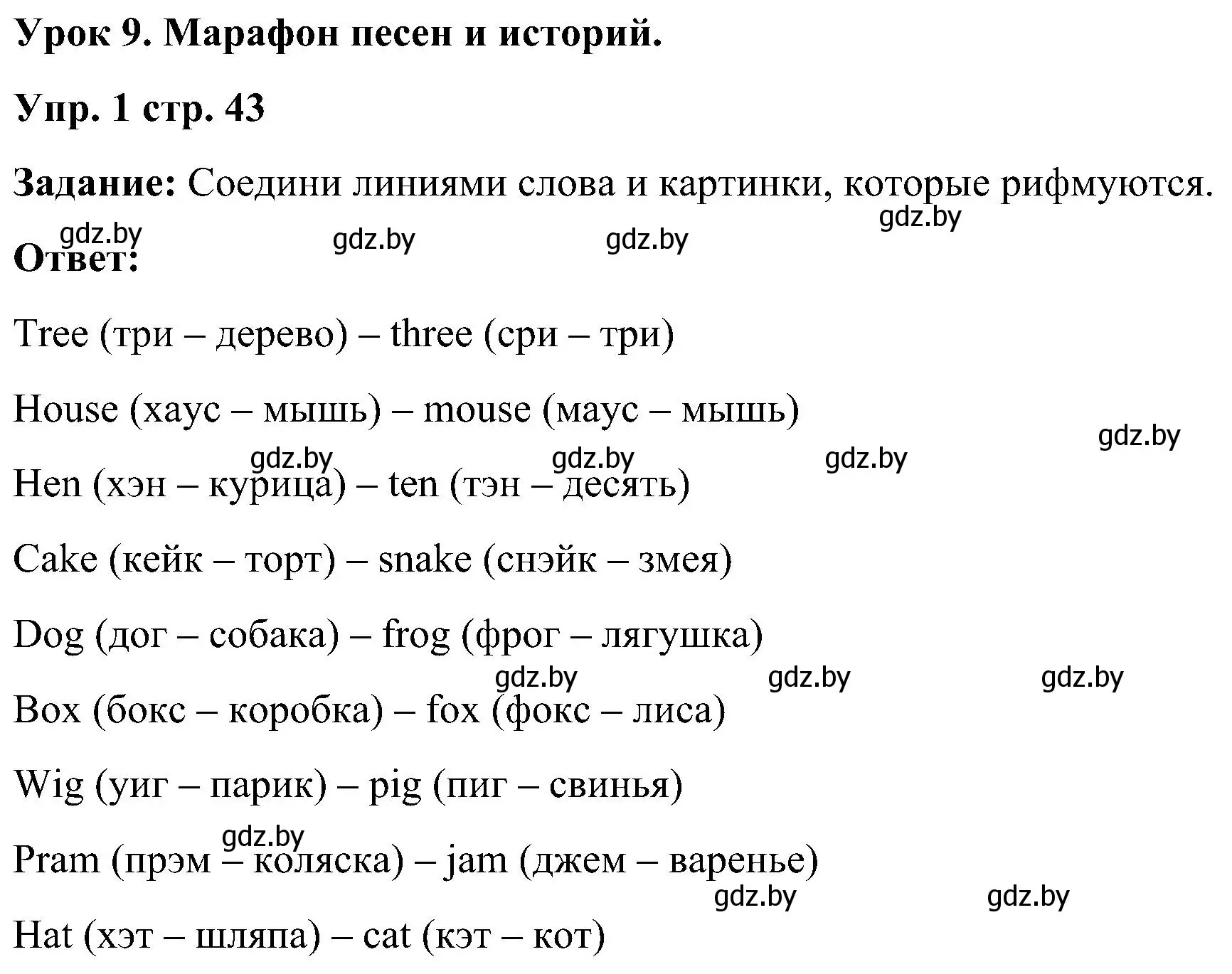 Решение номер 1 (страница 43) гдз по английскому языку 3 класс Лапицкая, Калишевич, практикум 1 часть