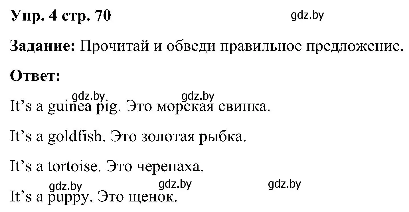 Решение номер 4 (страница 70) гдз по английскому языку 3 класс Лапицкая, Калишевич, практикум 1 часть