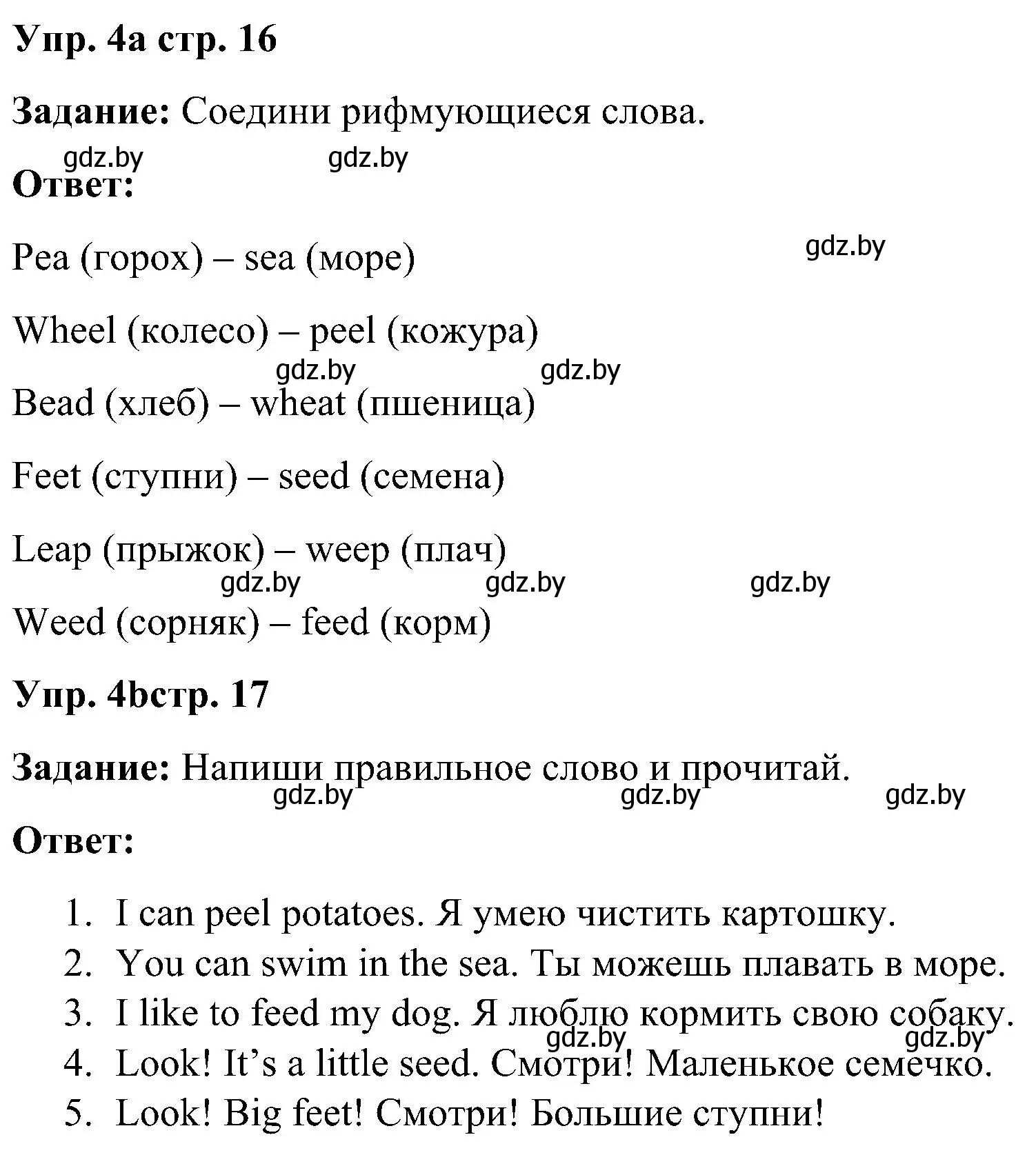 Решение номер 4 (страница 16) гдз по английскому языку 3 класс Лапицкая, Калишевич, практикум 2 часть