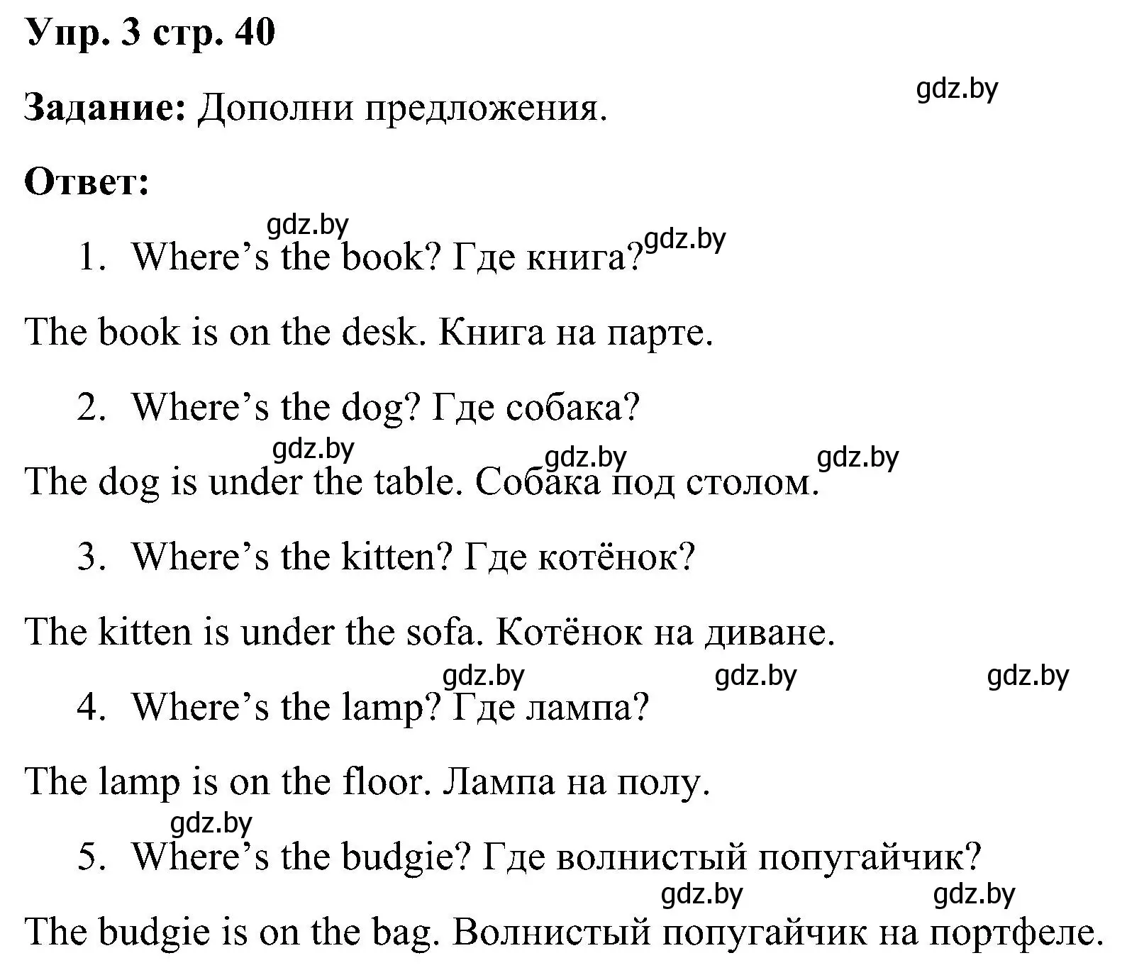 Решение номер 3 (страница 40) гдз по английскому языку 3 класс Лапицкая, Калишевич, практикум 2 часть